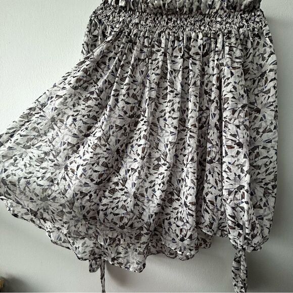 Caroline Constas Silk Smocked Elastic Cinched Ruffle Off Shoulder Top - Picture 5 of 8